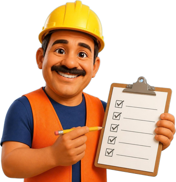 Zé da Obra, o assistente do Koinp, com uma prancheta
